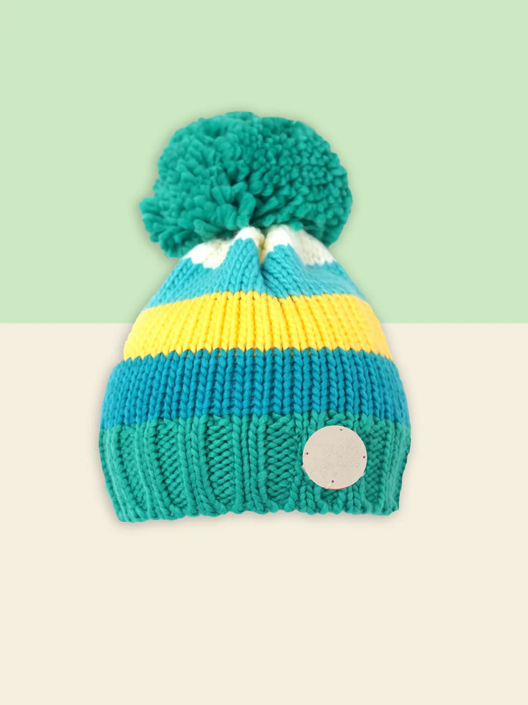 Green & Mustard Bobble Hat - Image 4