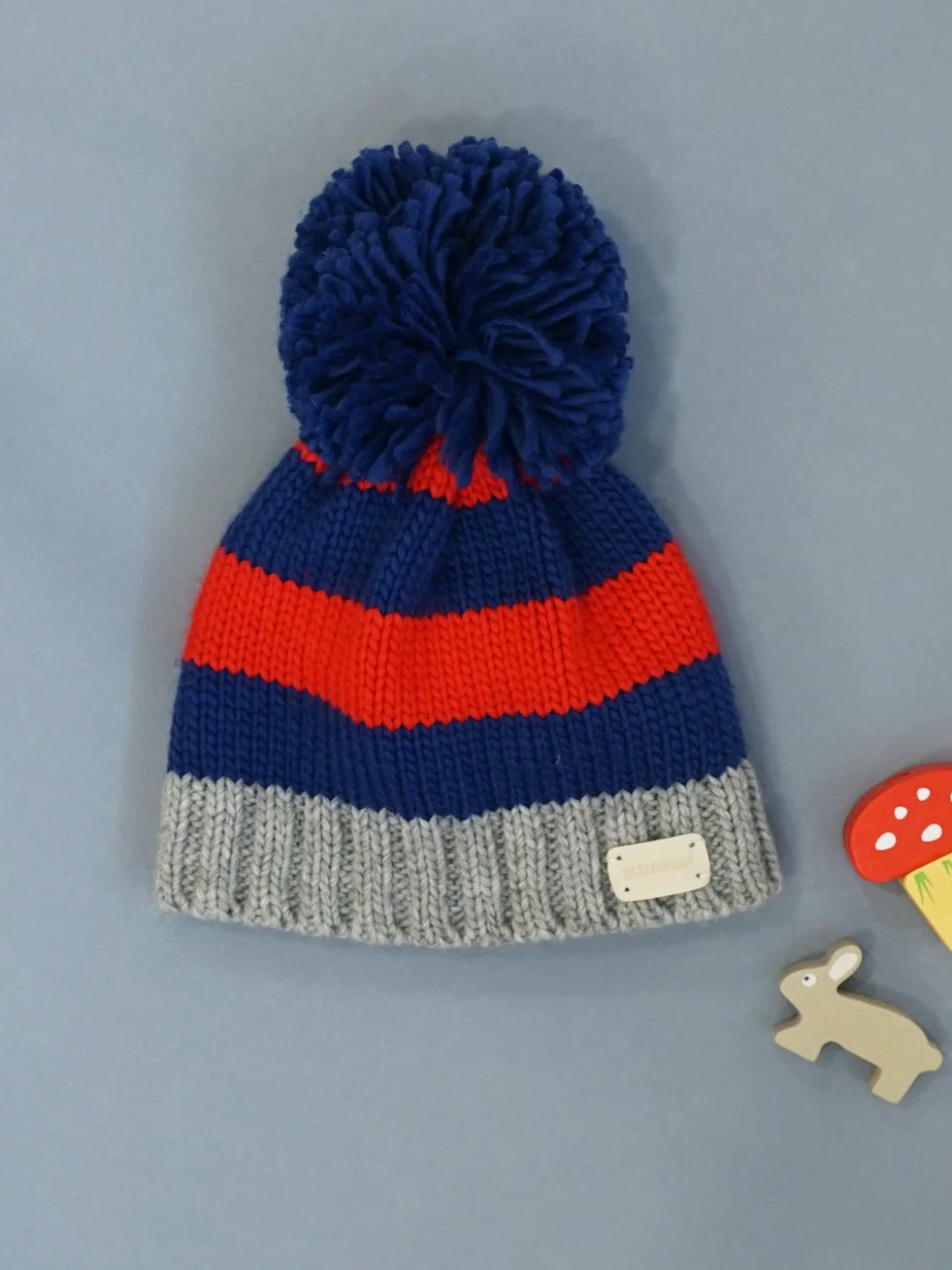 Red and Blue Striped Bobble Hat - Image 4